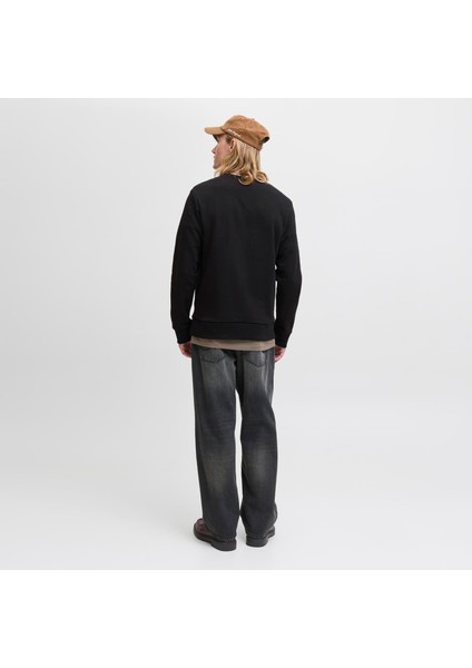 Erkek Minimal Logo Baskili Bisiklet Yaka Sweatshirt - Brandy modelleri