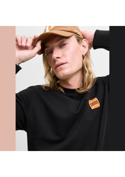 Erkek Minimal Logo Baskili Bisiklet Yaka Sweatshirt - Brandy fırsatları
