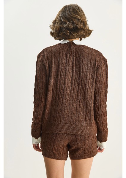 Kadın Oversize Gömlek Beli Lastikli Pantolon Saçaklı Dokuma Alt-Üst Takım
