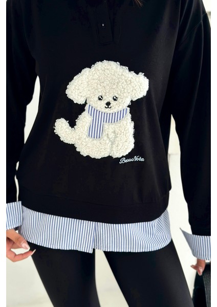 Kadın Nakış Peluş Ayıcık Figürlü Sweatshirt – Eğlenceli & Şehirli Stil modelleri