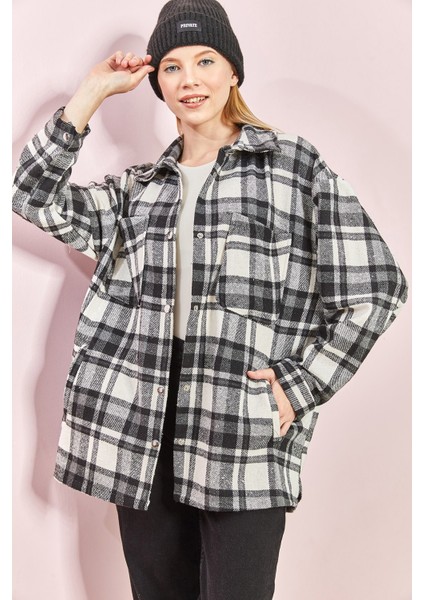 Kadın Arkası Rubalı Ekose Desen Gömlek