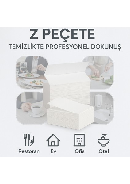 Z Peçete- Z Katlama Havlu Peçete- Kağıt Havlu- Z Katlama Kağıt Havlu Dispanser 100 Adet x 3 Paket - Toplam 300 Adet modelleri