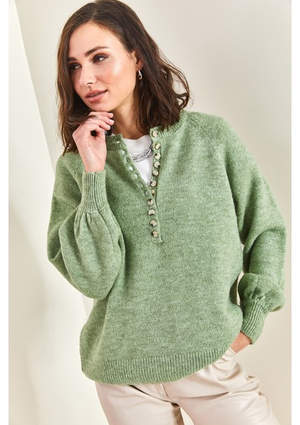 Kadın Yakası Ilikli Balıkçı Yaka Çizgili Triko Kazak fiyatları