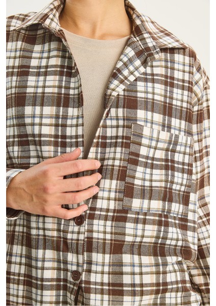 Kadın Tek Cep Detaylı Oversize Ekose Gömlek indirimleri