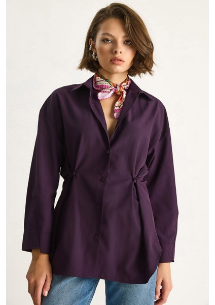 Kadın Düğme Detaylı Basic Gömlek