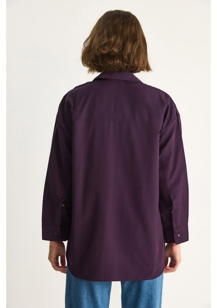 Kadın Düğme Detaylı Basic Gömlek