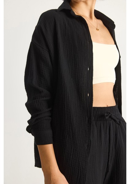 Kadın Oversize Basic Müslin Gömlek fırsatları