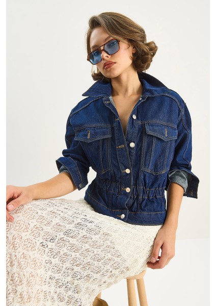 Kadın Beli Lastikli Denim Ceket fiyatları