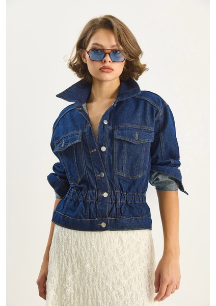 Kadın Beli Lastikli Denim Ceket fırsatları