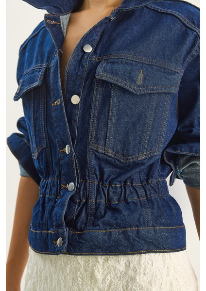 Kadın Beli Lastikli Denim Ceket indirimleri