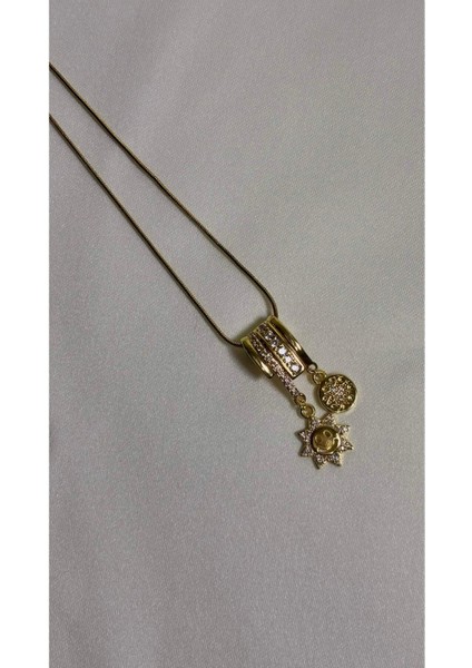 Güneş Gülen Yüz Gold Çelik Kolye modelleri