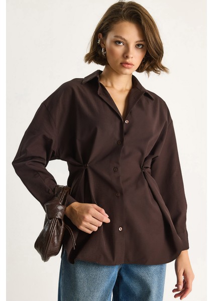 Kadın Düğme Detaylı Basic Gömlek