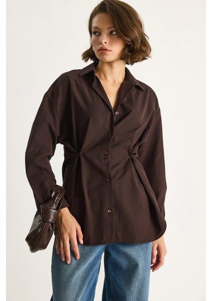 Kadın Düğme Detaylı Basic Gömlek fırsatları