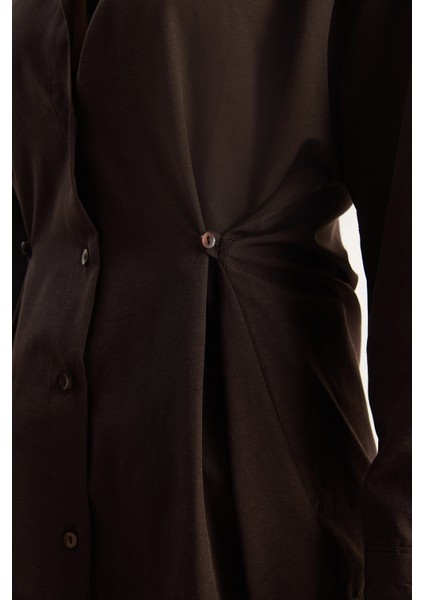 Kadın Düğme Detaylı Basic Gömlek