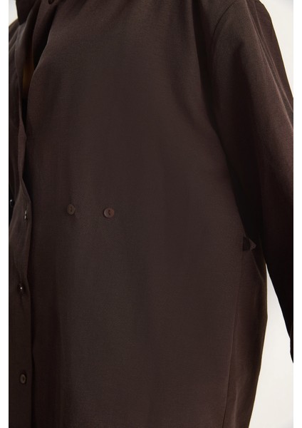 Kadın Düğme Detaylı Basic Gömlek