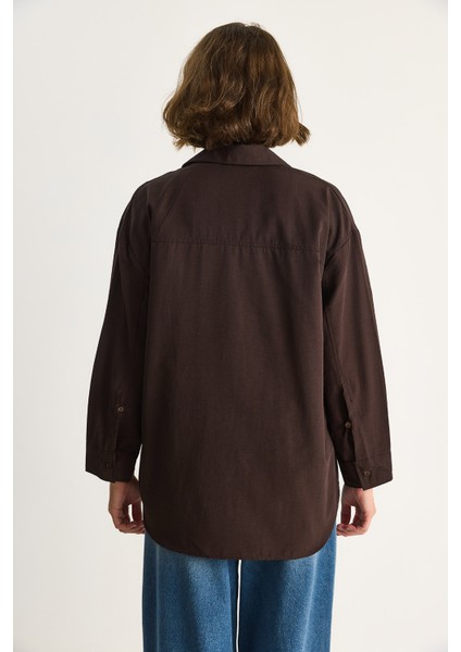 Kadın Düğme Detaylı Basic Gömlek