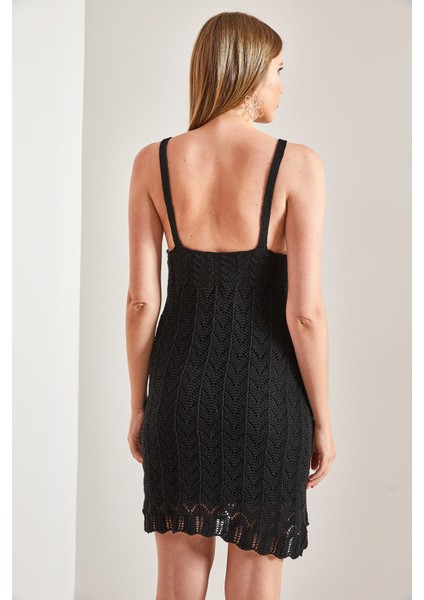 Kadın Askılı Desenli Triko Elbise fiyatları