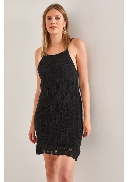 Kadın Askılı Desenli Triko Elbise fırsatları