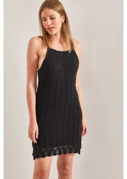 Kadın Askılı Desenli Triko Elbise indirimleri