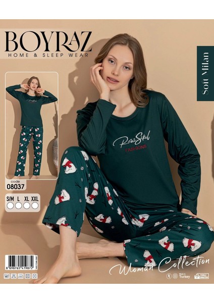 Sendy Kumaş Kadın Uzun Kol Pijama Takımı 08037