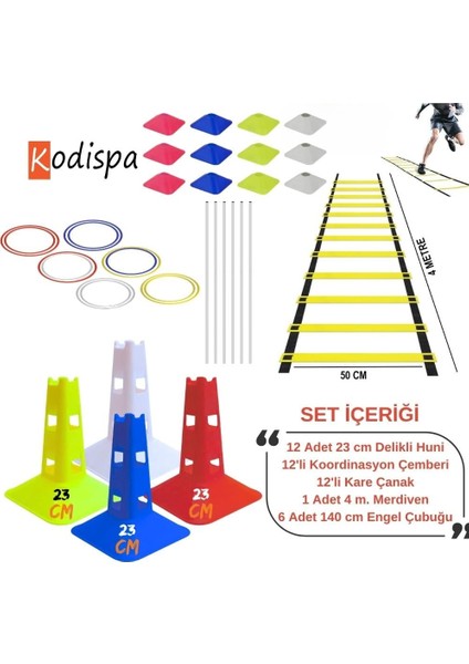 23 cm Delikli Huni Kare Çanaklı Çubuklu Antrenman Seti
