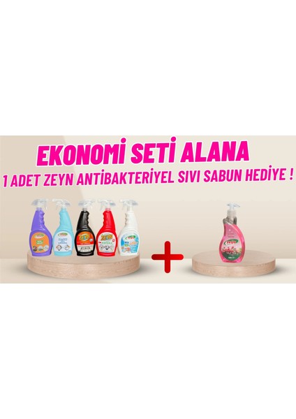 Ekonomik Set(Mutfak Temizleyici,kireç Çözücü,yağ Çözücü,asperix,cam Temizleyici) & Hediye Sıvı Sabun