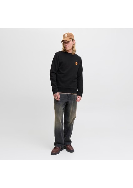 Erkek Minimal Logo Baskili Bisiklet Yaka Sweatshirt - Brandy fiyatları