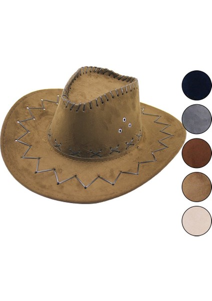 Suni Deri Zigzag - x Desen Erkek Foter Kovboy Şapka (5264)