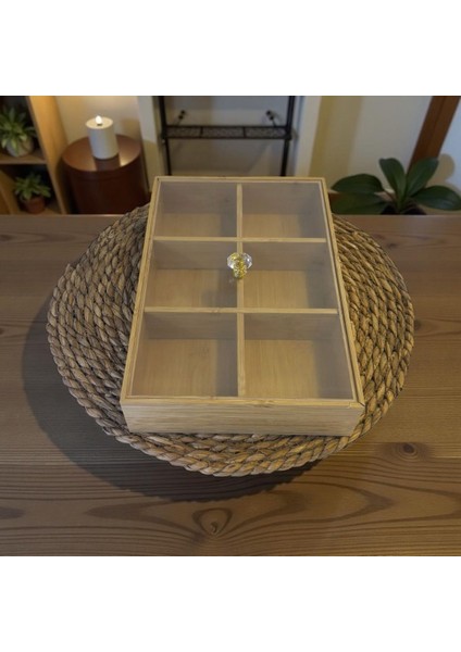 Kapaklı Çay Saklama Kutusu - Poşet Çay Saklama Kabı - Çay Kutusu Bambu 6 Bölmeli fiyatları