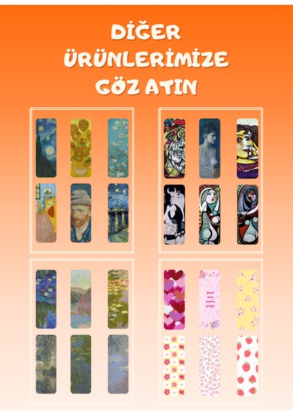Kitap Ayracı, Monet Ayraç Seti, 6'li Kitap Ayracı Seti, 5,25X14,85CM Boyutunda, Ince, Hediye modelleri