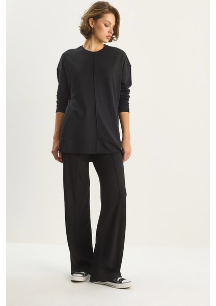 Kadın Oversize Gömlek Beli Lastikli Pantolon Saçaklı Dokuma Alt-Üst Takım fırsatları