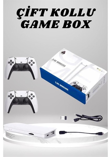 4K 3D Hd Görüntü Kaliteli Kablosuz Çift Kollu 20.000 Oyunlu Retro Oyun Konsolu Tv Box