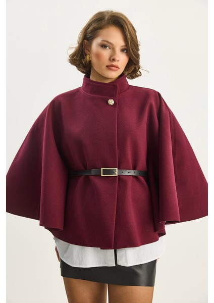 Kadın Gold Düğme Detaylı Kemerli Panço fırsatları