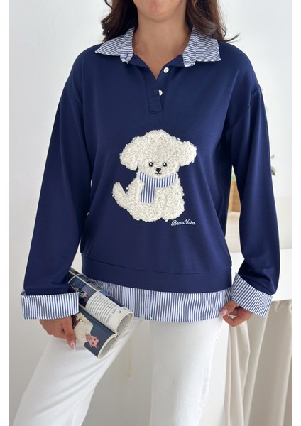 Kadın Nakış Peluş Ayıcık Figürlü Sweatshirt – Eğlenceli & Şehirli Stil modelleri