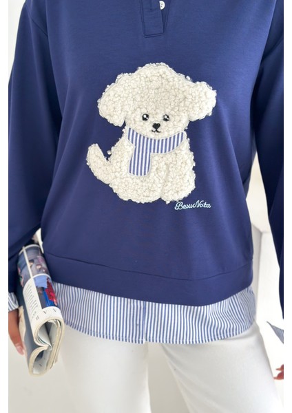 Kadın Nakış Peluş Ayıcık Figürlü Sweatshirt – Eğlenceli & Şehirli Stil fırsatları