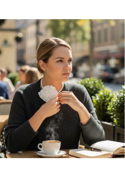 Ayarlanabilir Çiçek Detaylı Inci Choker Kolye fırsatları