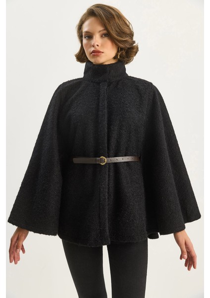 Kadın Buklet Kumaş Araboy Kemerli Kaşe Panço fiyatları