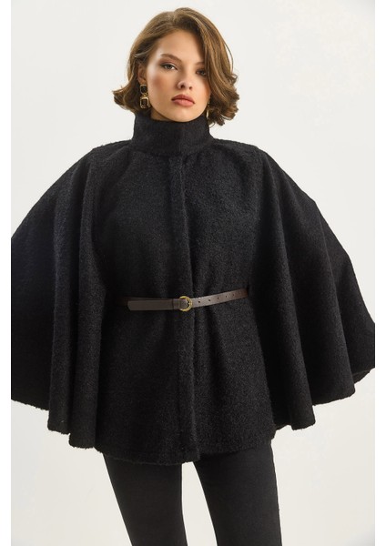 Kadın Buklet Kumaş Araboy Kemerli Kaşe Panço fırsatları