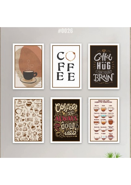 6'lı Coffe Ahşap Tablo