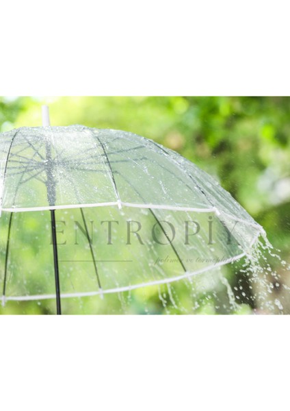 Otomatik Açma Şeffaf Yağmur Şemsiyesi, Poliamid Malzeme, Hafif ve Pratik Tasarım , Fiber İskelet