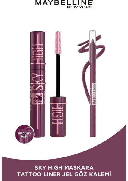Lash Sensational Sky High Burgundy Haze Maskara & Tattoo Liner Jel Göz Kalemi Berry Bliss Mürdüm