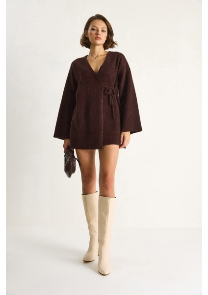 Kadın Kruvaze Kapama Yandan Bağlamalı Yumuşak Dokulu Triko Kimona fiyatları