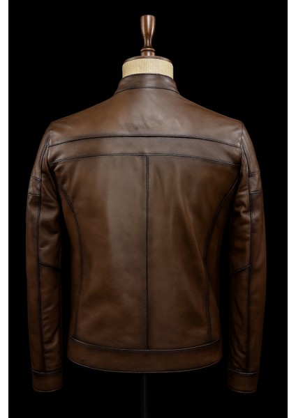 Hakiki Deri Kahverengi Erkek Fermuarlı Klasik Ceket fiyatları