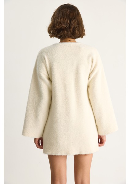 Kadın Kruvaze Kapama Yandan Bağlamalı Yumuşak Dokulu Triko Kimona