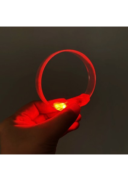 3 Modlu Pilli LED Işıklı Esnek Parti Bilekliği Kırmızı