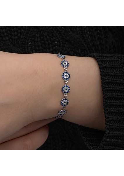 ​925 Ayar Gümüş Nazar Boncuklu Kadın Bileklik indirimleri