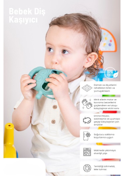 Koyu Yeşil Bebek Silikon Diş Kaşıyıcı fiyatları