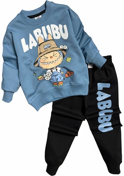 Labubu Desenli Erkek Çocuk Mavi Renk Eşofman Takım modelleri