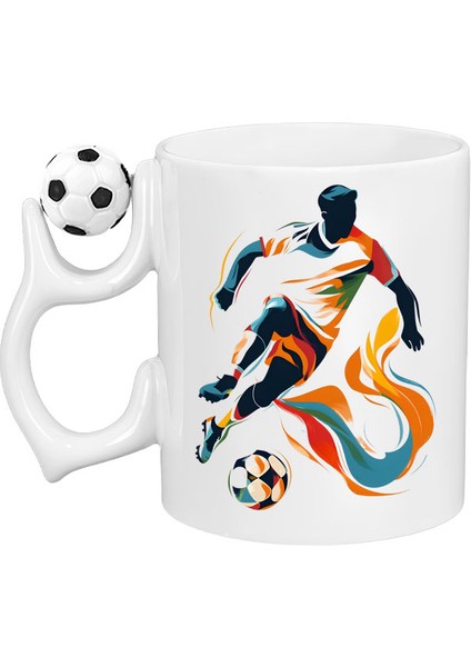 Futbol Toplu Porselen Beyaz Kupa Bardak