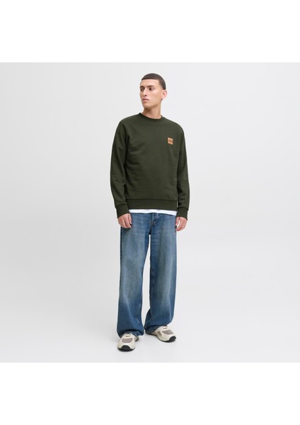 Erkek Minimal Logo Baskili Bisiklet Yaka Sweatshirt - Brandy fiyatları